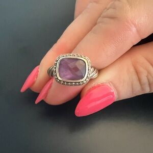 David Yurman Sterling Silver Ring with Amethyst